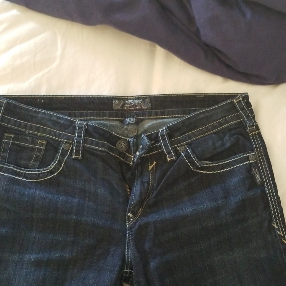 silver crop jeans